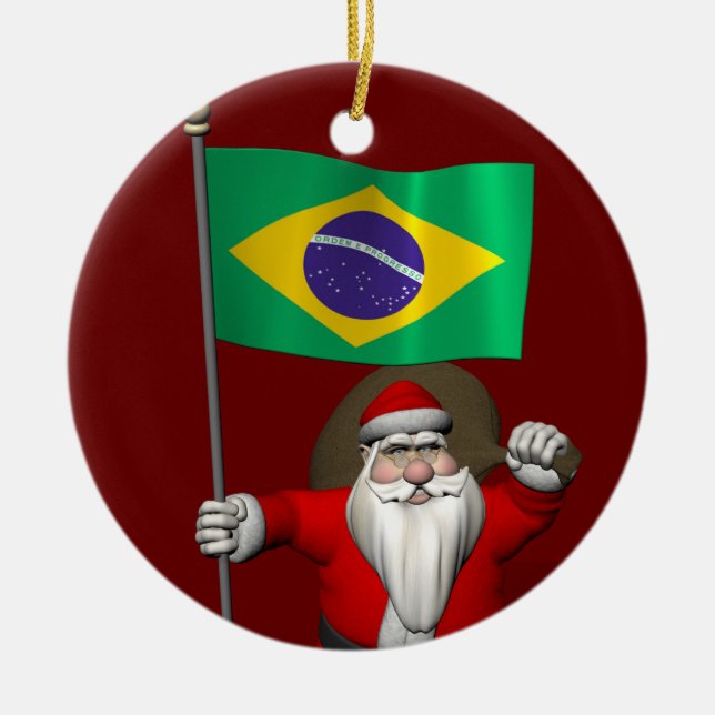 jultomten med brasilianska tecken julgransprydnad keramik (Framsidan)