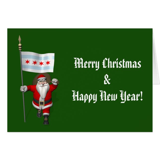 Jultomten med Chicagogik Hälsningskort (Framsidan Horizontal)