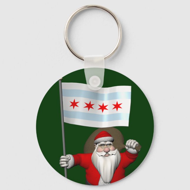 Jultomten med Chicagogik Nyckelring (Framsida)