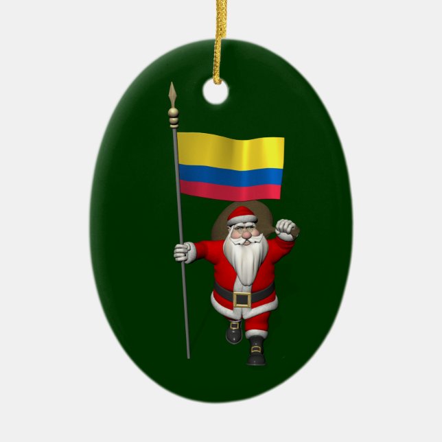 Jultomten med Colombias inträde Julgransprydnad Keramik (Framsidan)