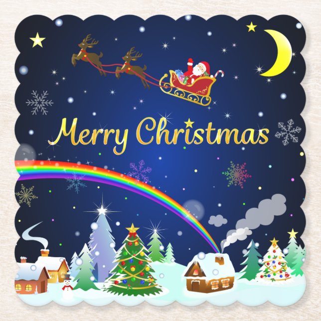 Jultomten med Crescent Måne Underlägg Papper (Framsida)