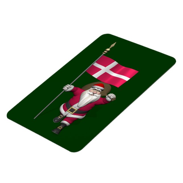 Jultomten med Danmark Dannebrog Magnet (Vänstra Sidan)