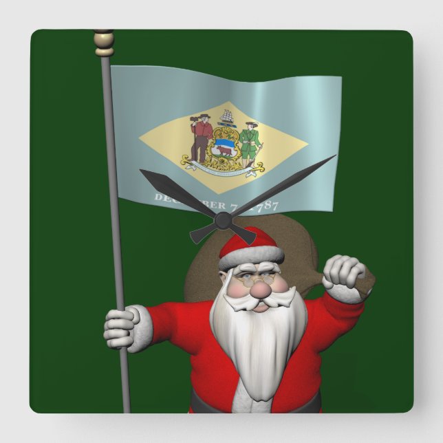 Jultomten med Delaware-möjlighet Fyrkantig Klocka (Framsida)