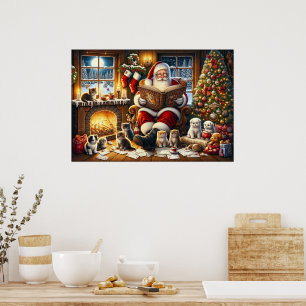Jultomten med djurvänner poster