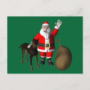 Jultomten med Doberman Pinscher Helg Vykort