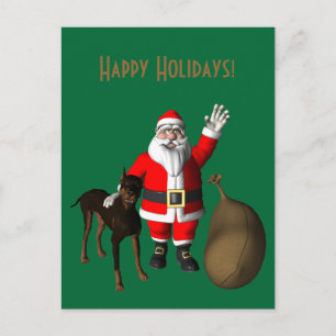 Jultomten med Doberman Pinscher Helg Vykort