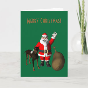 Jultomten med Doberman Pinscher Helgkort