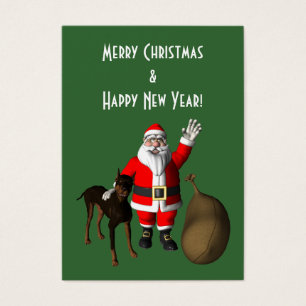 Jultomten med Doberman Pinscher Visitkort