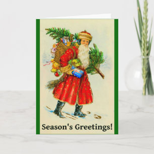 Jultomten med en julgran helgkort