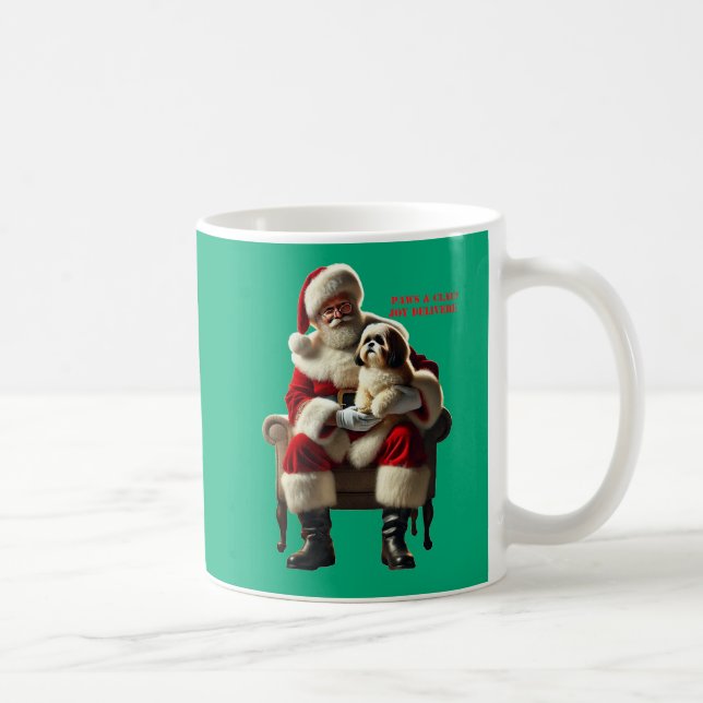 Jultomten med en Shih Tzu Hund-jultid Kaffemugg (Höger)