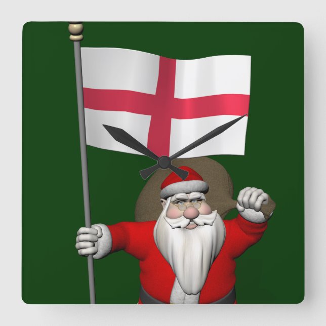 Jultomten med Englands inträde Fyrkantig Klocka (Framsida)