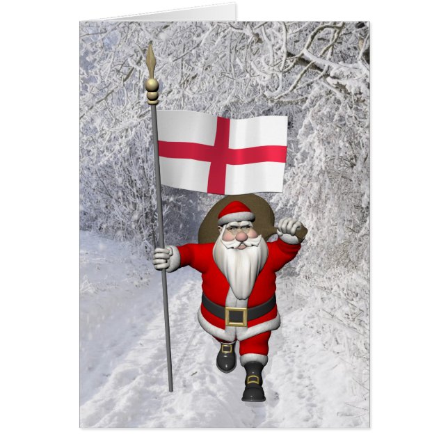 Jultomten med Englands inträde Hälsningskort (Framsidan)