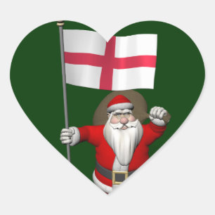 Jultomten med Englands inträde Hjärtformat Klistermärke