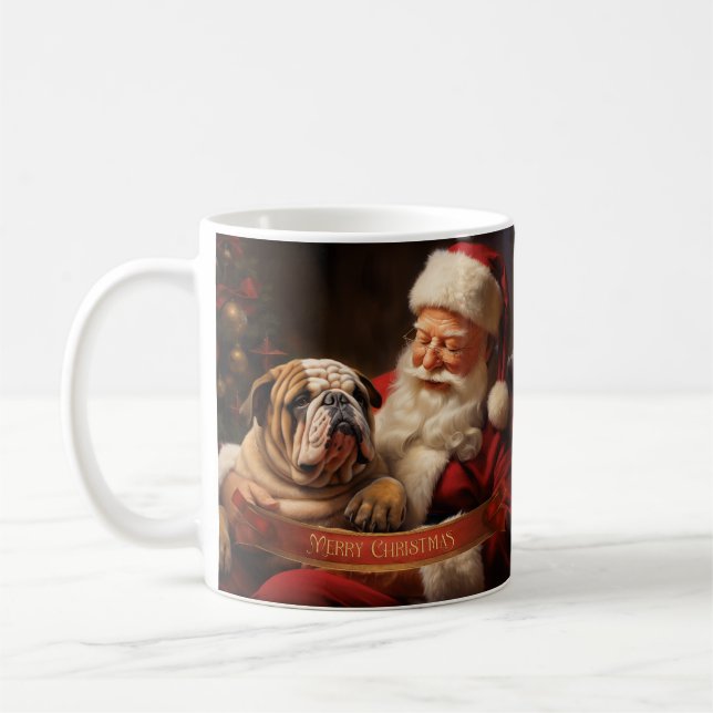 Jultomten med English Bulldog Kaffemugg (Vänster)