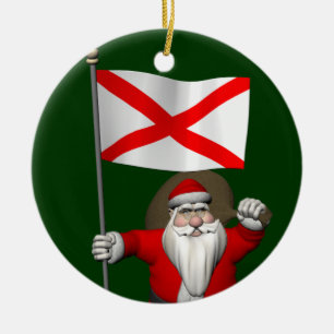 Jultomten med ensignen av Alabama Julgransprydnad Keramik