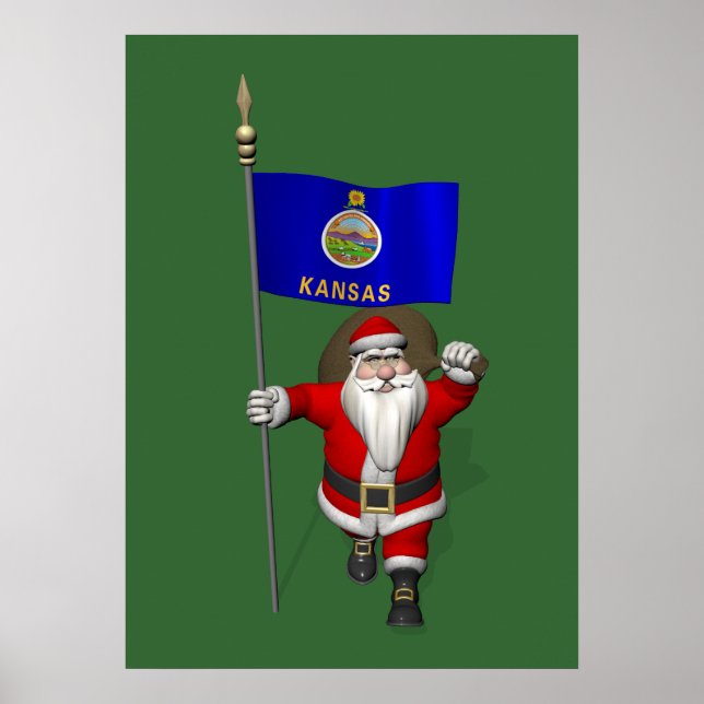 Jultomten med ensignen av Kansas Poster (Framsidan)