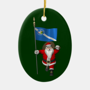 Jultomten med ensignen av Las Vegas Julgransprydnad Keramik