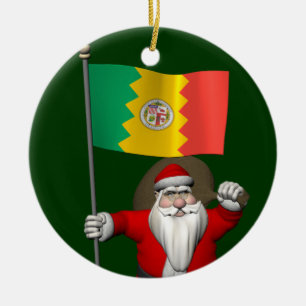 Jultomten med ensignen av Los Angeles Julgransprydnad Keramik