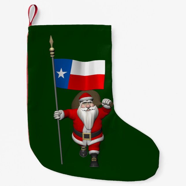 Jultomten med ensignen av Texas Liten Julstrumpa (Framsidan)
