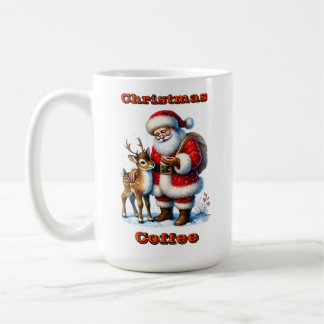 Jultomten med ett vänligt Hjort i Vinter Snö Kaffemugg