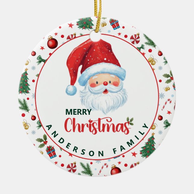 Jultomten med Festive Mönster God jul Julgransprydnad Keramik (Framsidan)