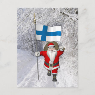 Jultomten med Finlands inträde Helg Vykort
