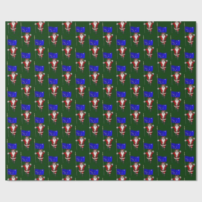 Jultomten med Flagga Alaska Presentpapper (Platt)