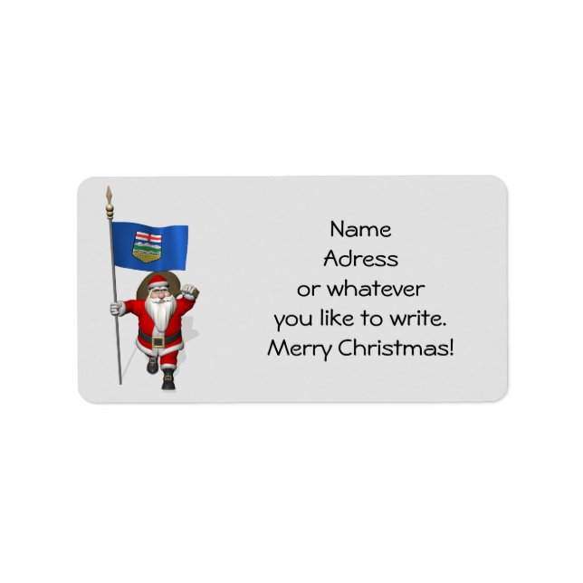 Jultomten med Flagga Alberta Adressetikett (Framsidan)