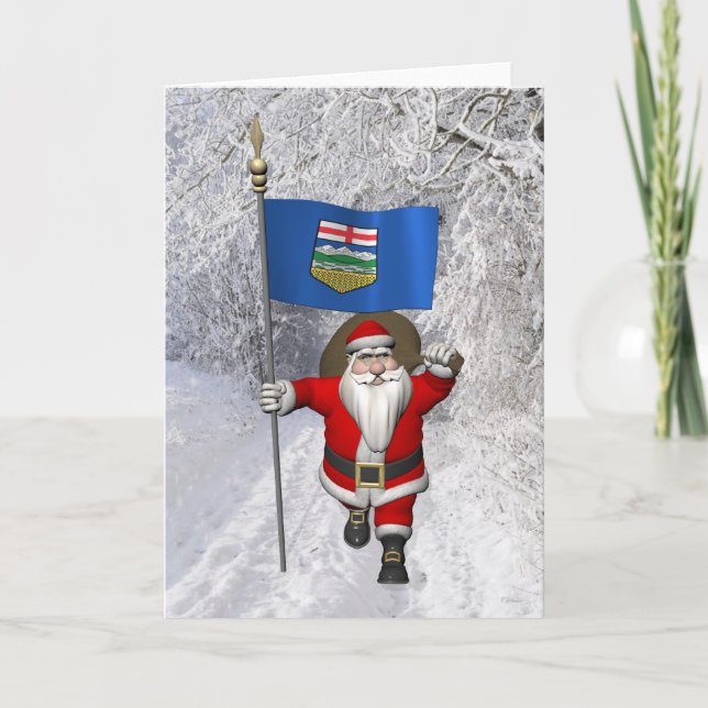 Jultomten med Flagga Alberta Helgkort (Framsida)