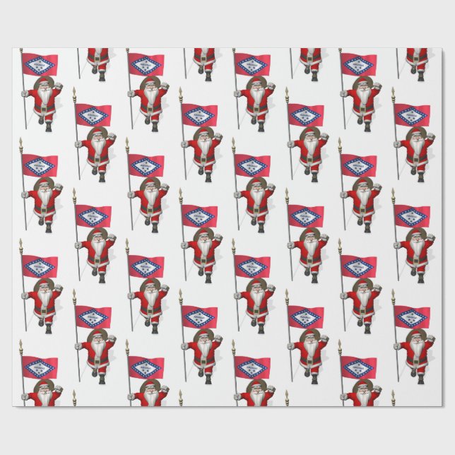 Jultomten med Flagga Arkansas Presentpapper (Platt)