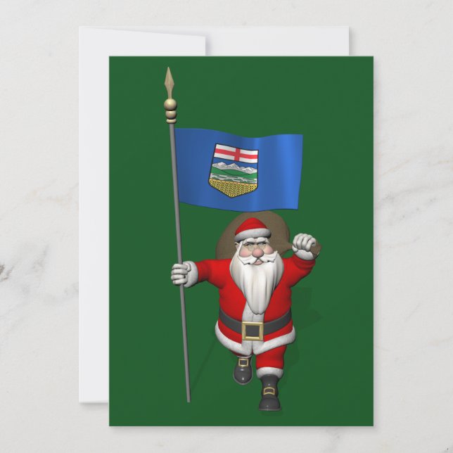 jultomten med Flagga av Alberta CDN Julkort (Framsida)
