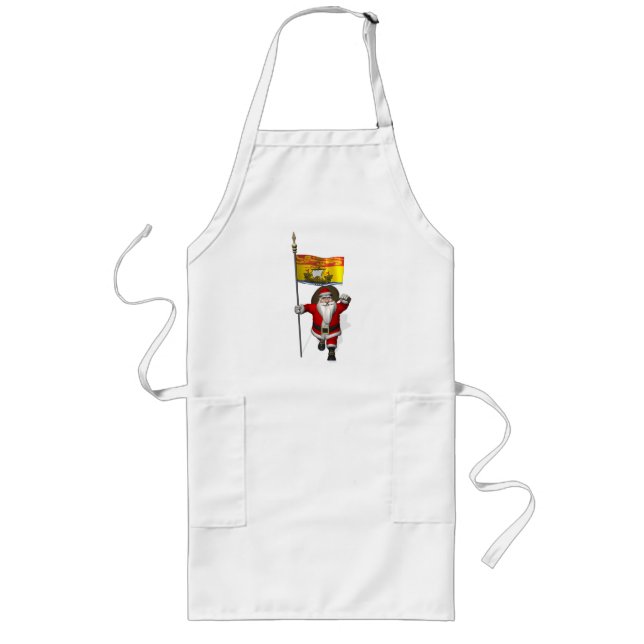 Jultomten med Flagga av CDN i New Brunswick Långt Förkläde (Framsidan)