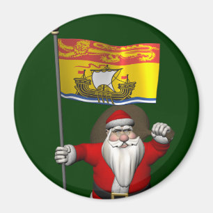 jultomten med Flagga av CDN i New Brunswick Magnet