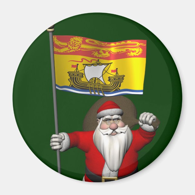 Jultomten med Flagga av CDN i New Brunswick Magnet (Framsidan)