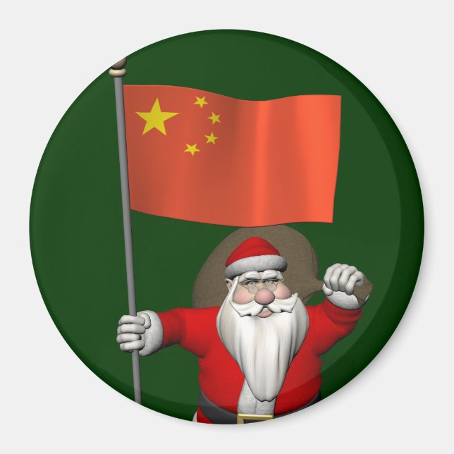 Jultomten med Flagga av China Magnet (Framsidan)