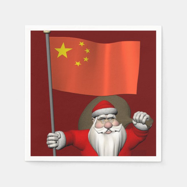 Jultomten med Flagga av China Pappersservett (Framsidan)