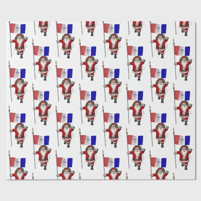 Jultomten med Flagga av Cleveland Presentpapper (Platt)