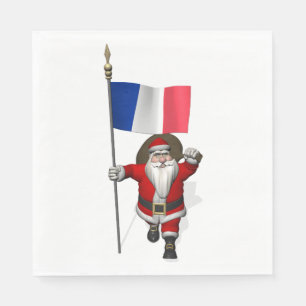 Jultomten med Flagga av Frankrike Pappersservett
