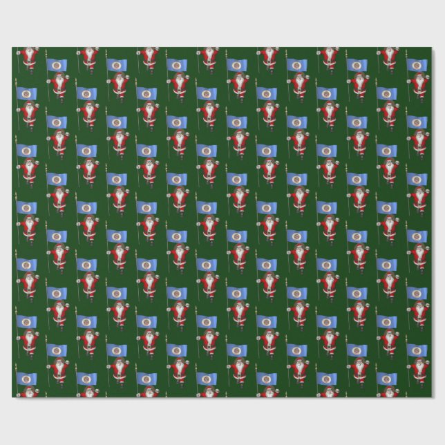 Jultomten med Flagga av Minnesota Presentpapper (Platt)