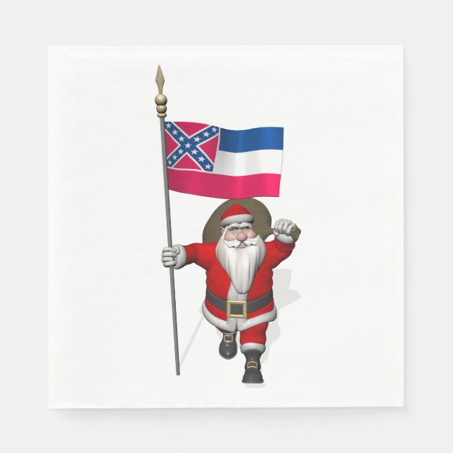 Jultomten med Flagga av Mississippi Pappersservett (Framsidan)