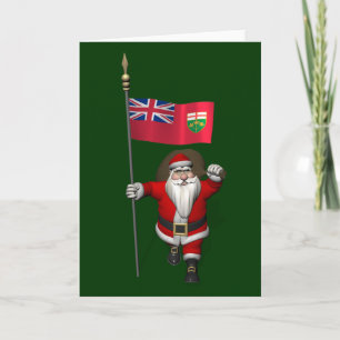 Jultomten med Flagga av Ontario CDN Helgkort