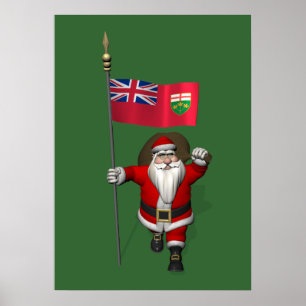 Jultomten med Flagga av Ontario CDN Poster