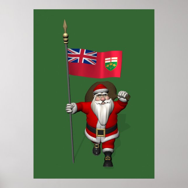 Jultomten med Flagga av Ontario CDN Poster (Framsidan)
