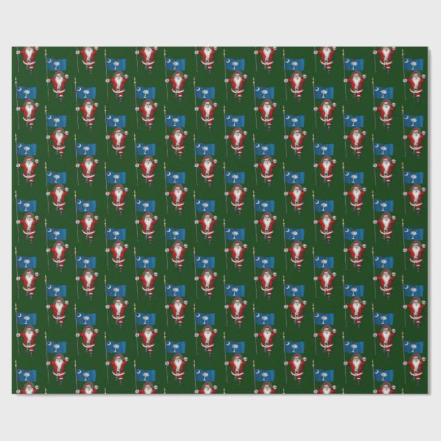 Jultomten med Flagga av South Carolina Presentpapper (Platt)