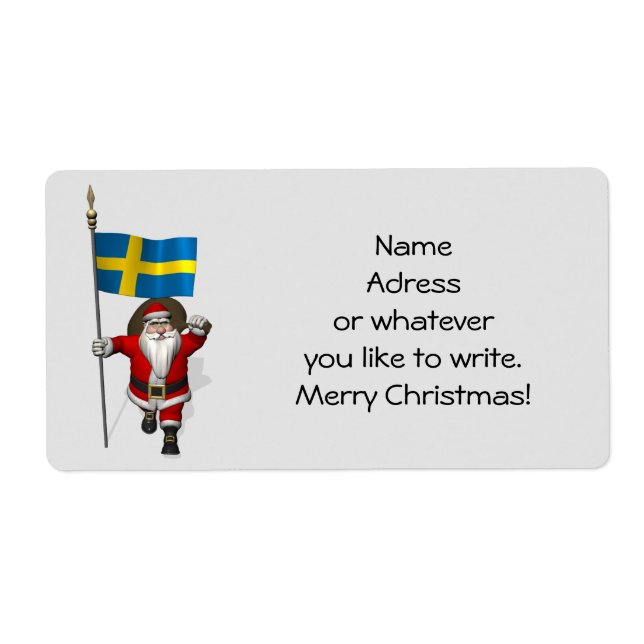Jultomten med Flagga av Sverige Fraktsedel (Framsidan)