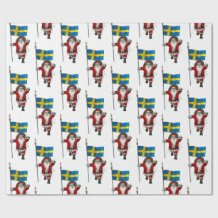 jultomten med Flagga av Sverige Presentpapper