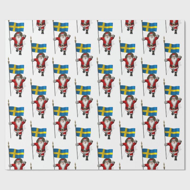 jultomten med Flagga av Sverige Presentpapper (Platt)