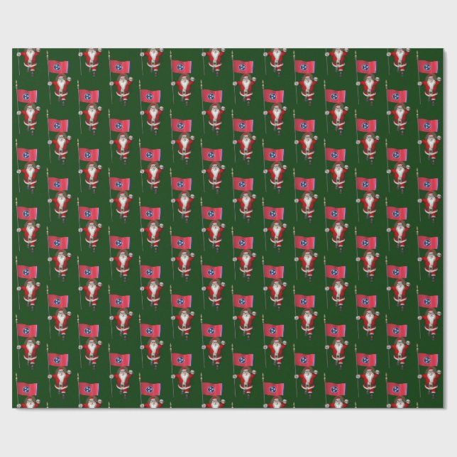 Jultomten med Flagga av Tennessee Presentpapper (Platt)