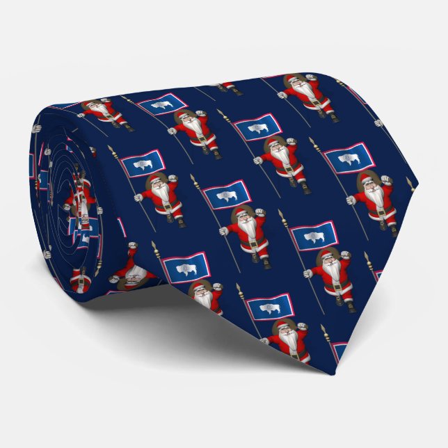 Jultomten med Flagga av Wyoming Slips (Rullad)