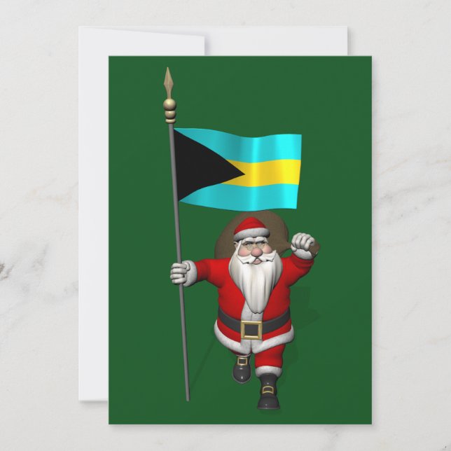 jultomten med Flagga Bahamas Julkort (Framsida)